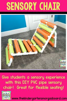 the diy sensory chair is made out of plastic tubes