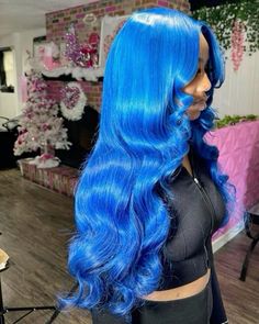 Blue Lace Wig, Custom Color Wigs, Colourful Wigs, Big Jam, Hair Palette, Blue Wigs, Teenage Hairstyles, Color Wigs, Wig Collection