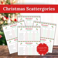 printable christmas scattergories for kids and adults to use on the table