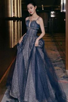 Prom Dress Blue, Blue Evening Dress, A Line Prom Dress, Tulle Evening Dress, Blue Evening Dresses, Long Prom Dresses, A Line Prom Dresses, Long A, Prom Dresses Blue