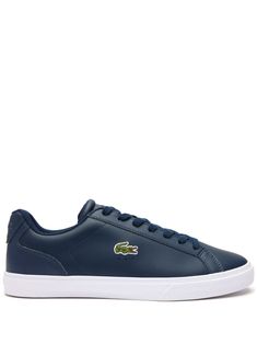 navy blue calf leather panelled design logo patch to the side logo-embossed tongue branded heel counter tonal stitching round toe front lace-up fastening branded insole contrasting rubber sole Classic Navy Sneakers With Contrast Sole, Navy Low-top Sneakers With Textured Sole, Classic Navy Sneakers With Round Toe, Classic Navy Sneakers With Textured Sole, Navy Synthetic Sneakers With Rubber Sole, Blue Sporty Sneakers With Embossed Logo, Blue Classic Synthetic Sneakers, Sporty Blue Sneakers With Embossed Logo, Classic Blue Synthetic Sneakers