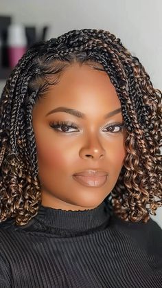 Afro Twist Hairstyles, Bob Braids Hairstyles, Short Box Braids Hairstyles, Curly Crochet Hair Styles, African Hair Braiding Styles, Braided Bun Hairstyles, Box Braids Hairstyles For Black Women, Braided Cornrow Hairstyles, Cute Box Braids Hairstyles