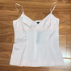 Brand New With Tags Attached Theory Size Medium Pink And White Cross Front Tank Top Adjustable Spaghetti Straps Hidden Back Zipper With Hook And Eye Closure Unlined Ta2 Chill Clothes, Single Clothes, Thrift Board, Unique Tops, Pinterest Wardrobe, Summer Wishlist, Korean Tops, Country Fair, Babydoll Tank