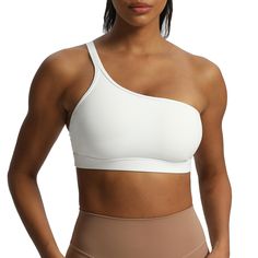 PRICES MAY VARY. Sports bra size guide: [ S fit for 30DD 32C 32D 34A 34B ] [ M fit for 32DD 34C 34D 36A 36B ] [ L fit for 34DD 36C 36D 38A 38B ] One shoulder design Medium support Removable quality padding Buttery soft fabric One Shoulder Athleisure Activewear For Sports, Versatile Sports Bra For Light Impact Sports, Bra Size Guide, Design Stand, Lounge Lingerie, Women's Workout, Crop Tank Top, Gym Yoga, Shoulder Design