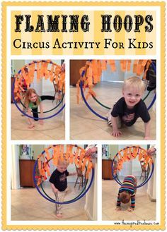 Kids will get a chance to be circus daredevils with this fun #grossmotor activities!  Think about all of the animals and acrobats that jump through the flaming hoops at the circus.  #activitiesforkids #circus Crafts Preschool, Party Crafts, Gross Motor Activities, Ring Toss, Carnival Themes