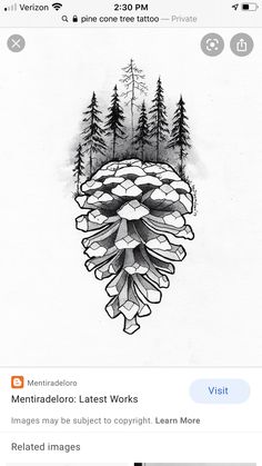 an image of a pine tree with the words menradro - letter works on it