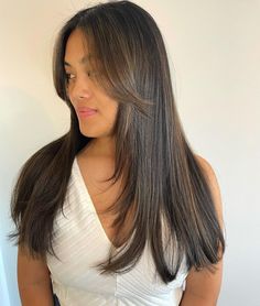 Seamless Layers with Curtain Bangs Long Layers For Thick Hair Straight, Long Straight Thick Hair Styles, Layers For Thick Straight Hair, Best Haircuts For Thick Hair Long, Long Layered Thick Hair Straight, Straight Cut Long Hair, Long Bangs Straight Hair, Heavy Layers Long Hair Straight, Hairstyles With Long Layers