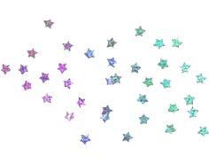 a group of stars flying in the air with no one around them on a white background