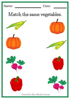 a printable worksheet with vegetables for kids