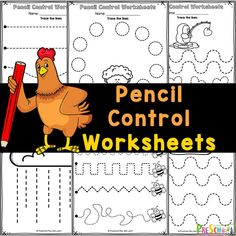 a printable worksheet with the words pencil control and a chicken on it