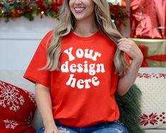 Are you finally ready to launch your new designs while searching for beautiful Gildan 5000 t-shirt mockups for your e-commerce business? Today is your lucky day! You have stumbled upon an amazing selection of unique and beautiful mockups for your Gildan 5000 red t-shirt.  Simply drag your design onto the mockup and you are ready to go. This saves you time and effort, which can be used elsewhere to focus on other important tasks.  What you will get : Gildan 5000 red T-shirt Mockup :      - 1 jpg file (free of watermarks)   - 5000 px X 4000 px - 300 dpi  Please note that NO physical item will be shipped. This is a digital file.   COPYRIGHT & TERMS OF USE   This file is subject to © COPYRIGHT and is the intellectual property of ©Thibophotos. PERSONAL AND COMMERCIAL USE IS ALLOWED.  Under no c Customizable Red Short Sleeve Tops, Customizable Red Casual T-shirt, Red Customizable Short Sleeve T-shirt, Customizable Red Short Sleeve T-shirt, Casual Red Customizable T-shirt, Red Custom Print Crew Neck Top, Red Crew Neck T-shirt For Christmas, Custom Print Short Sleeve Red Tops, Red Custom Print Short Sleeve Tops