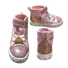 Nwt Disney Princess High Top Sneakers Size 10 See Picture For Details Pink Disney Sneakers With Round Toe, Disney Pink Round Toe Sneakers, Disney Character Print Sneakers With Round Toe, Disney Princess Shoes, Shoes Disney, Disney Shoes, Princess Shoes, High Top, Kids Shoes