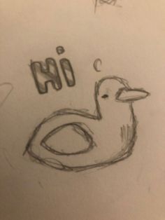 a drawing of a bird with the letter o on it