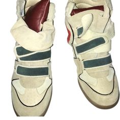 Good Condition Marks Shown In Pics Above! Designer Sneakers With Removable Insole, Designer High-top Sneakers With Red Sole, Marant Shoes, Isabel Marant Shoes, Isabel Marant, Red Blue, Red And Blue, Athletic Shoes, Color Blue