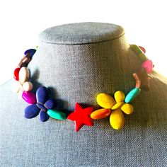 Necklace And Bracelet Set Bracelet Is 7 Inches Necklace Is 14 Inches Adjustable Bohemian Flower Necklace For Party, Bohemian Adjustable Flower Necklace For Parties, Beaded Multicolor Flower Necklace For Beach, Multicolor Single Strand Choker As Gift, Bohemian Multicolor Adjustable Flower Necklace, Multicolor Flower Jewelry For Beach, Multicolor Flower Necklace For Summer Beach, Adjustable Multicolor Flower Necklace For Beach, Trendy Multicolor Flower Necklace With Colorful Beads