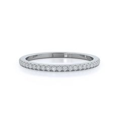 a white gold wedding band with round diamonds