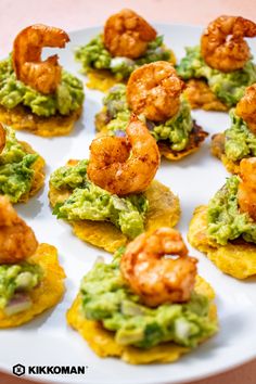 shrimp and guacamole on corn tortillas