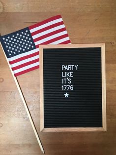 an american flag next to a sign that says party like it's 1876