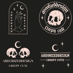 four different logos with skulls and stars in the middle one is for an artisan company