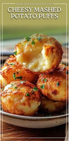 cheesy mashed potato puffs on a plate