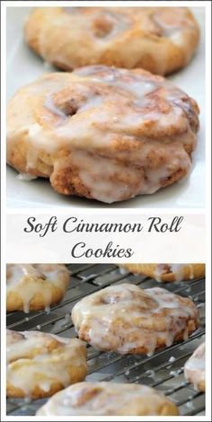 cinnamon roll cookies are cooling on a rack