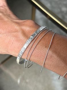 Sterling Silver handmade bangle bracelet. 2.5" diameter Silver Wrap Bracelet Gift, Silver Round Wrap Bracelet Gift, Bohemian Hand Wrapped Silver Bangle, Unique Adjustable Wrap Bangle Bracelet, Adjustable Unique Wrap Bangle Bracelet, Adjustable Wrap Bangle Bracelet, Unique Adjustable Nickel-free Bangle, Adjustable Unique Style Nickel Free Bangle, Adjustable Nickel-free Bangle