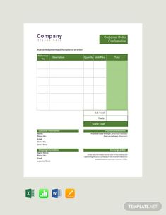 a company invoice form with green and white colors