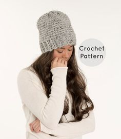 CROCHET PATTERN - Chunky Crochet Slouch Hat, Crocheted Textured Slouchy Beanie, Beginner DIY Easy To Knitted Slouch Hat, Crochet Slouch Hat, Crochet Bodycon Dresses, American Crochet, Crochet Wedding, Basic Crochet, Slouch Hat, Knit Wrap, Chunky Crochet