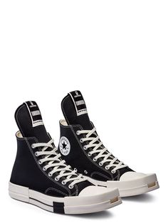 RICK OWENS - SHOES - Rick Owens Black Chuck 70, Rick Owens Converse, Rick Owens Boots, Converse 70, Rick Owens Shoes, Black Chucks, Converse Outfit, Nike Shoes Girls, Converse Black