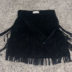 Black Suede Upper Mid Thigh Length Fringe All The Way Around Cute Game Day Skirt Size Xs Fringe Mini Skirt, Cute Game, Cute Games, Altar'd State, All The Way, Game Day, Black Suede, Mini Skirt, The Way