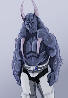 an image of a cartoon character with horns on his head and hands behind his back