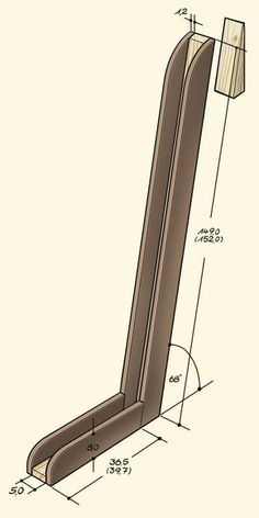 a drawing of a wooden object with measurements on the front and back sides, including an end