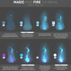 an info sheet showing how to use the magic and fire effect in photoshopped