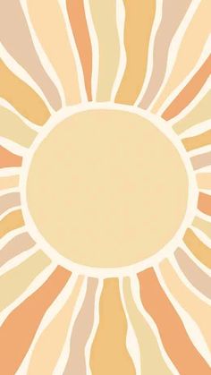 an orange and yellow sunburst is in the middle of a white circle on a beige background