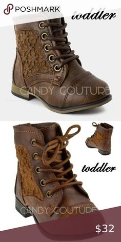 Brown toddler lace booties Brown toddler lace booties Link Shoes Boots Cute Fall Booties With Round Toe, Cute Closed Toe Booties For Fall, Brown Lace-up Booties For Spring, Brown Lace-up Boots With Flat Heel And Medium Width, Brown Faux Leather Lace-up Boots With Reinforced Heel, Toddler Brown Boots, Brown Lace-up Medium Width Booties, Lace Booties, Combat Boots