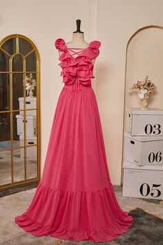 Розовая розовая ручья плеч A Line Prom Dress, Mob Dresses, Hot Pink Dresses, Evening Dresses Cocktail, A Line Prom Dresses, Glamorous Style, Sophisticated Dress, فستان سهرة, Pleated Bodice