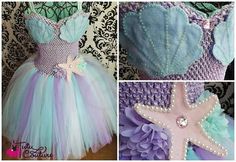 the little mermaid dress is made with tulle and pearls, but it's not too