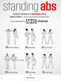 a poster with instructions on how to do standing abss for the woman's body