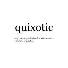 the words quixotic are written in black and white letters on a white background