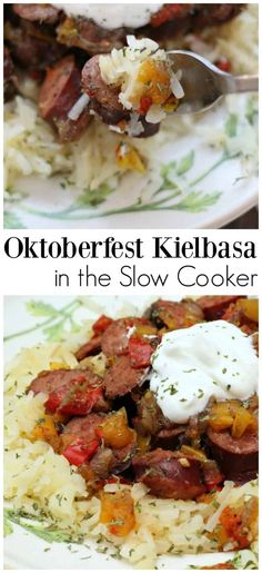 oktoberfest kielbasa in the slow cooker is an easy and delicious side dish