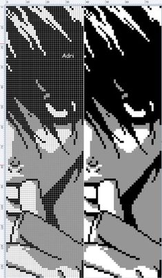 three different pixellated images, one is black and white