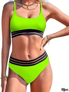 Bjux - Magenta Color Block Mesh Contrast Bikini: High Waist 2 Piece Swimsuit - Ideal for Beach, Swimming, Diving, and Bathing. Premium Womens Swimwear & Clothing. Green Stretchable Swimwear For Vacation, Green Stretch Swimwear For Vacation, Sporty Green Tankini For Pool, Green Sleeveless Sports Tankini, Sporty Green Swimwear For Vacation, Sleeveless Green Swimwear For Sports, Green Sporty Tankini For The Beach, Sporty One-piece Tankini For Summer, Sporty Green Tankini For Beach Season