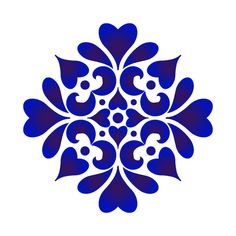 a blue and white circular design on a white background