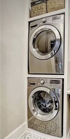 a washer and dryer in a small room