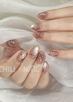 Short Korean Nails, Coquette Nail, Nail Korea, Nail Noel, Korean Nails, Pretty Gel Nails, Xmas Nails, Nail Designs Spring, Bling Nails