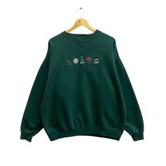 Vintage 90s Holiday Christmas Green Sweatshirt Size Large Snow Flake Crewneck Snowman Sweater Pullover Spell Out Embroidery Christmas Jumper by brixtonclothing on Etsy Snowman Sweater, Embroidery Christmas, Christmas Green, Snow Flake, Green Sweatshirt, Christmas Jumper, Sweater Pullover, Holiday Christmas, Mother’s Day