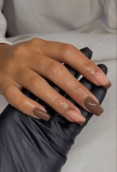 Diy Toe Nail Designs, Manicure Dark Skin, Nail Ideas Medium Length, Ongles Beiges, Neutral Nail Designs, Neutral Nail, Brown Acrylic Nails, Aqua Nails, Brown Nails Design