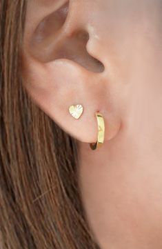 Double your accessorizing opportunities with this sterling silver set that comes with diamond-cut stud earrings and petite hoops, both plated in 18-karat gold. 1/4"W x 1/4"L 1/2" hoop diameter Pack of two pairs Sterling silver/18k-gold plate Made in Italy Everyday Hammered Huggie Jewelry, Dainty Small Hoop Jewelry For Anniversary, Sterling Silver Tarnish Resistant Huggie Earrings For Anniversary, Sterling Silver Tarnish-resistant Huggie Earrings For Anniversary, Anniversary Sterling Silver Tarnish-resistant Huggie Earrings, Anniversary Sterling Silver Tarnish Resistant Huggie Earrings, Small Hoop Sterling Silver Jewelry With Diamond Cut, Dainty Yellow Gold Huggie Earrings In Sterling Silver, Gold Plated Cartilage Earrings For Anniversary