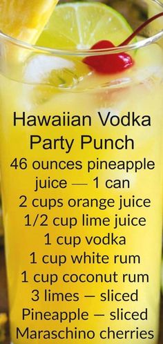 Hawaiian Party Punch, Hawaiian Party Drinks, Vodka Party Punch, Hawaiian Drinks, Vodka Punch, Alcoholic Punch Recipes, Party Punch Recipes, Crazy For Crust, Alcoholic Punch