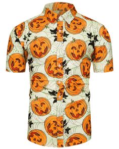 PRICES MAY VARY. 95% Polyester, 5% Spandex Imported Button closure Machine Wash Fabric: This Halloween shirt contains 95% polyester 5% spandex that can provide you a comfortable feeling. You will experience a skin-friendly, soft wearing feel. In addition to that, this shirt is wrinkle-resistant, quick-drying, anti-shrink, and lightweight. It would be a great value holiday merchandise and gift. Fashionable Look: This Halloween shirt is carefully designed by our professional design team. It incorp Halloween Elements, Men Halloween, Shirting Fabric, Button Down Dress Shirt, Halloween Shirts, Pumpkin Print, Professional Design, Button Down Dress, Halloween Costumes For Kids